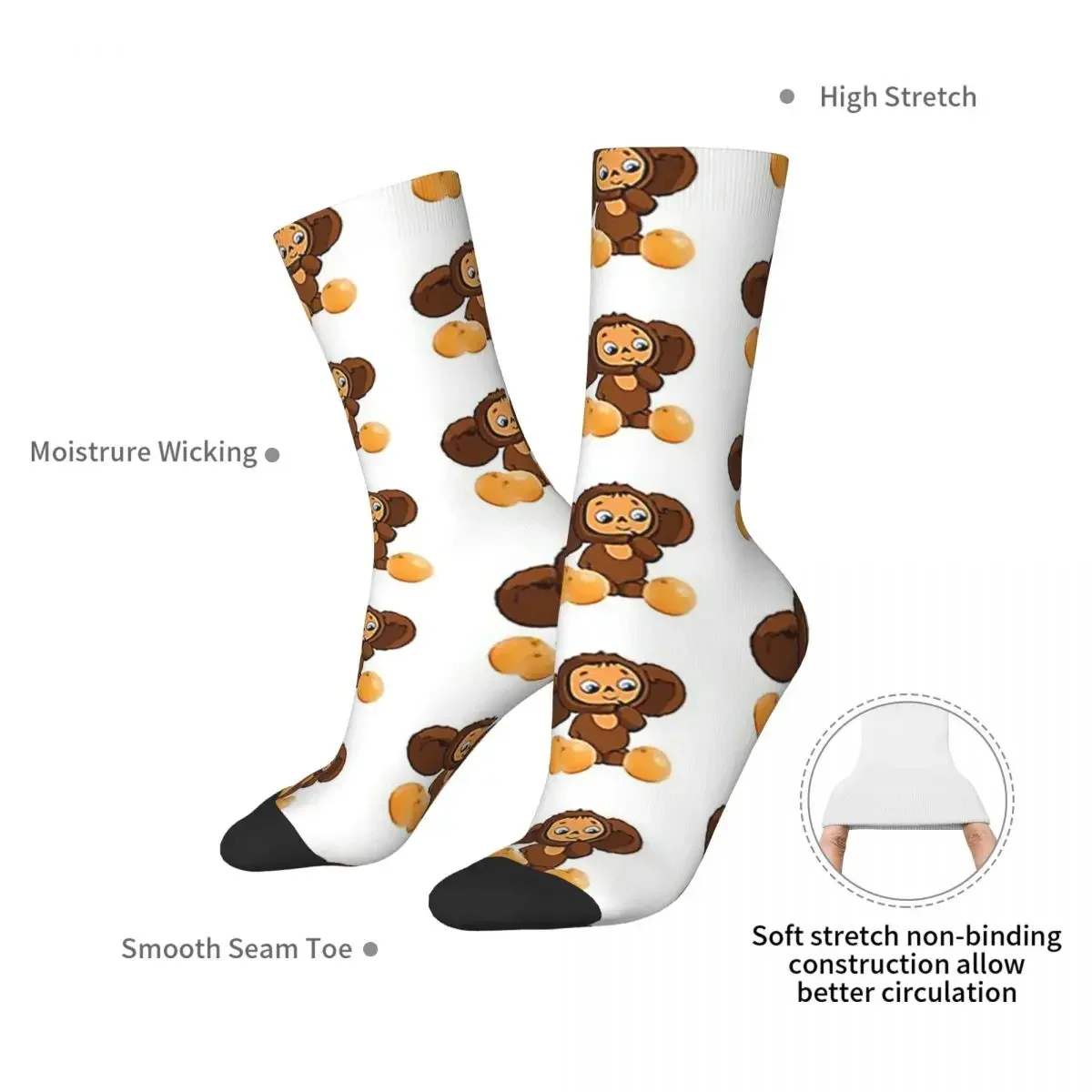 Cheburashka Socks Harajuku Sweat Absorbing Stockings All Season Long Socks Accessories for Unisex Gifts