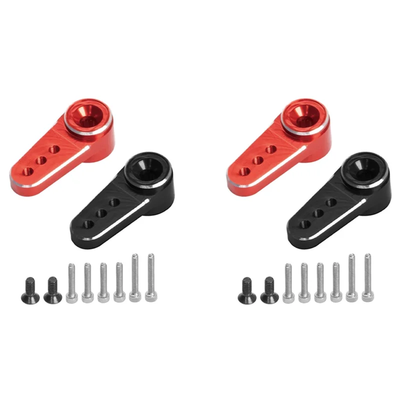 AS96-4Pcs 메탈 15T 서보 암 서보 혼 EMAX ES08MA II 서보 호환 Axial SCX24 1/24 RC 크롤러 자동차 부품, 레드 + 블랙