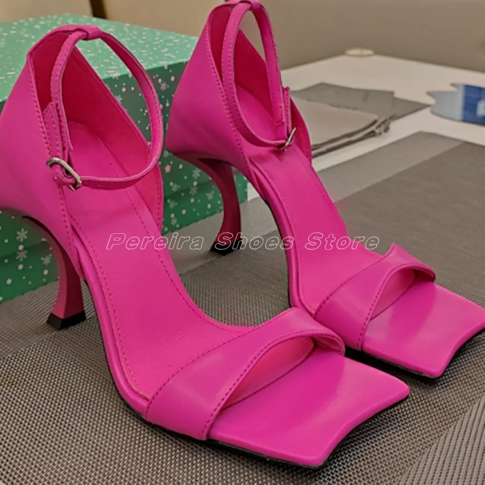 Sexy Strange Style Open Toe Sandals Anckle Buckle Strap Stiletto Cover Heel One Strap High Heels Ladies Dress Patrty Shoes