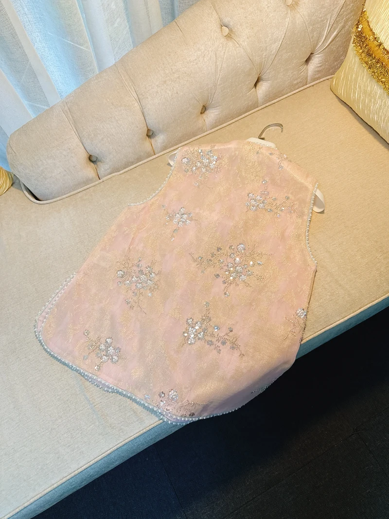 Ele المطرزة الأورجانزا سترة علوية باللون الوردي الفاتح الصينية Sle للنساء صيف 2025 وصول جديد ملابس غير رسمية قابلة للتنفس