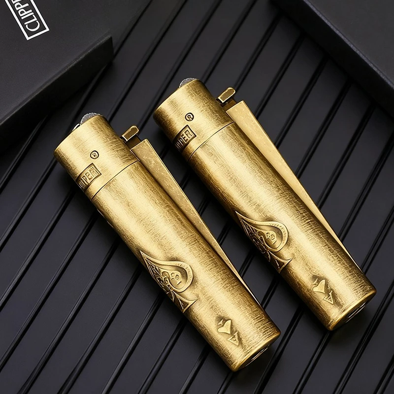 Clipper Spades Fireless Metal Gas Jet Torch Lighter Portable Grinding Wheel Flint Inflatable Men's Gift with Box