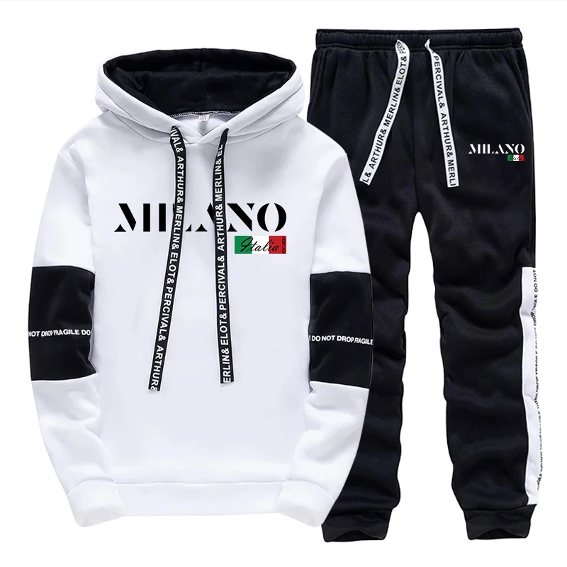 Italien Mode Outfits für Männer Herbst Täglich Casual Sport Jogging Anzug Urban Trend Hoodies 2 stücke Set Männlich Hause Outdoor Trainingsanzüge