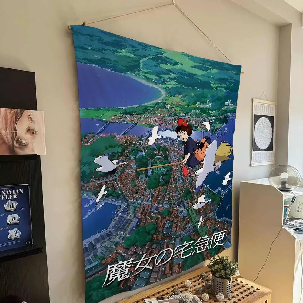 Tapiz con diseño de Anime K-Kikis D-Delivery Service para sala de estar, decoración del hogar, arte, decoración del hogar