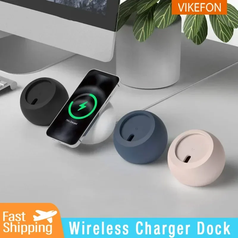 Desk Ball Shape Magnetic Silicone Charging Phone Holder for Apple IPhone 15 14 13 12 Pro Max Mini Wireless Charger Dock Station