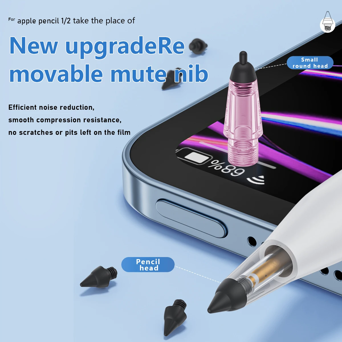 Upgraded  Pencil Tips for Apple Pencil, No Wear Out Fine Point   Replacement Nibs, Compatible with Apple Pencil 1st Gen and 2nd