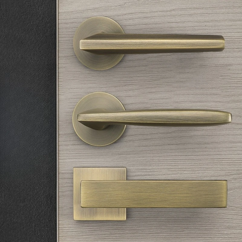 

Chinese retro bronze home bedroom door lock modern simple indoor bathroom wooden door split door handle