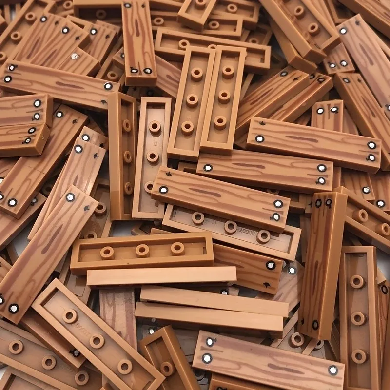20pcs MOC Compatible 2431 Small Particle Building Block Scene Accessories, 1x4 Flat Wood Grain With Nail Printing Accessories