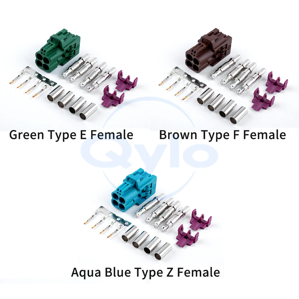 Conector Fêmea Quádruplo MINI FAKRA - Tipo A / B / C / D / E / F / Z Conector de Radiofrequência (1 Peça)