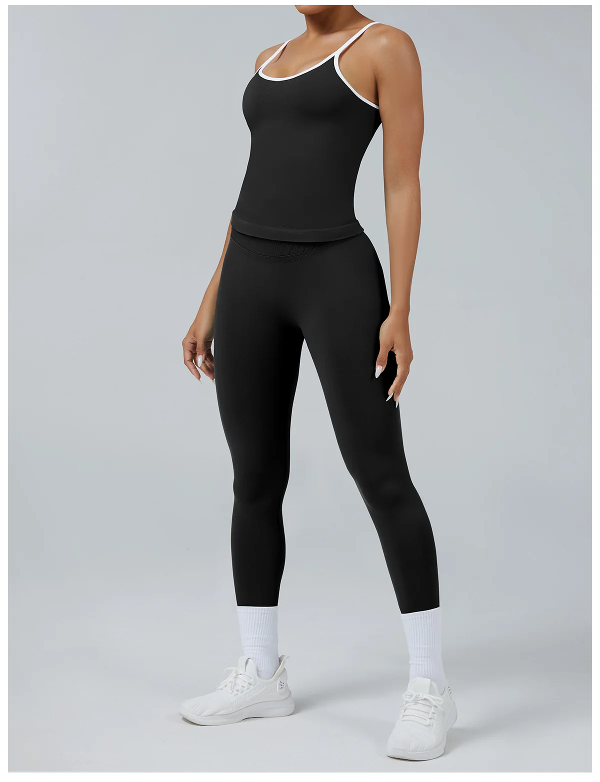 Damen Color-Blocking Gym-Sport-Tops Sommer Yoga Fitness Sexy Rückenfreie Strick-Camisoles mit Brustpolster und Trägern – Detail 16