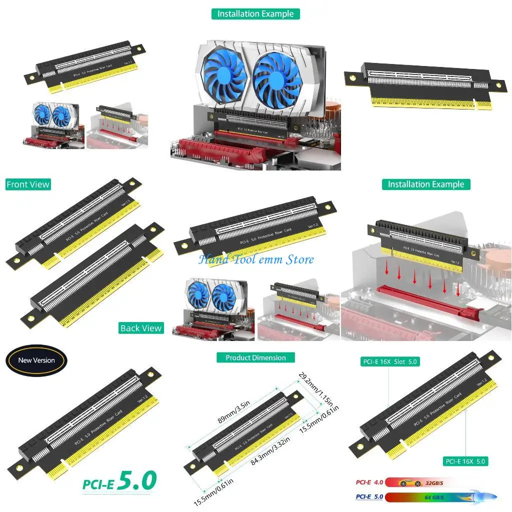 

H37F PCIE 16X 5.0 Rising Card with 180 Degree Design PCI-E to PCIe 16X Connectors