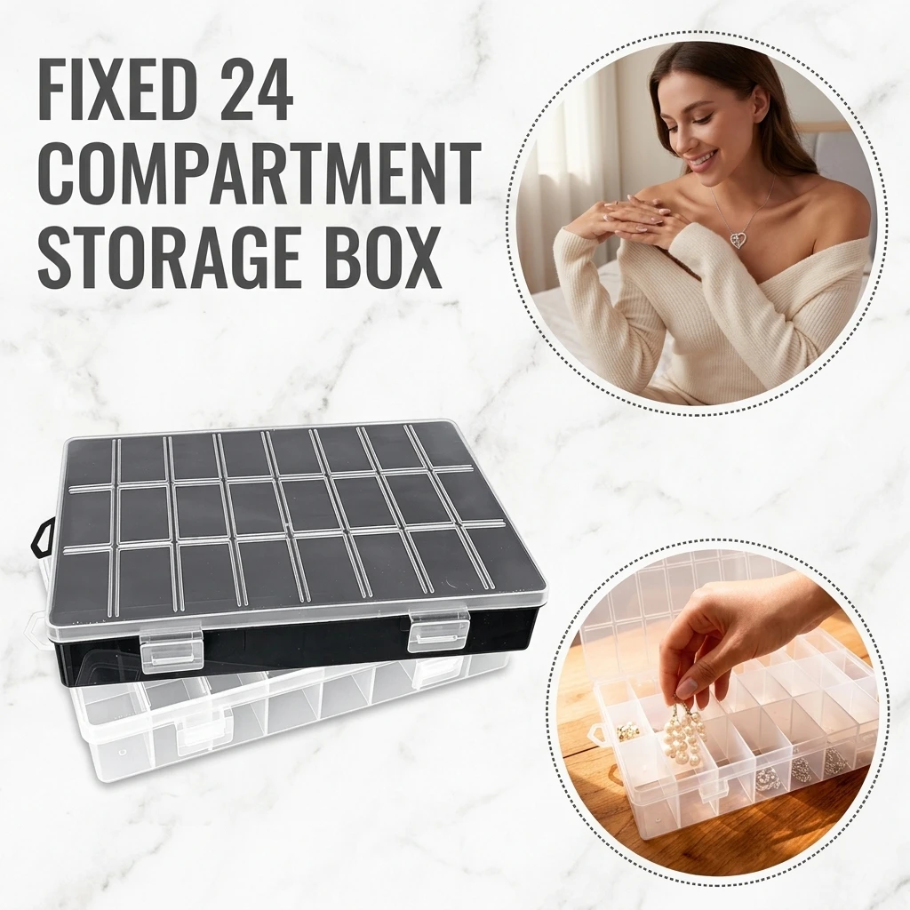 24 Grid Fixed Packaging Box PP Bead Sorting Electronic Component Storage Jewelry Sample Box for Organizing And Storage