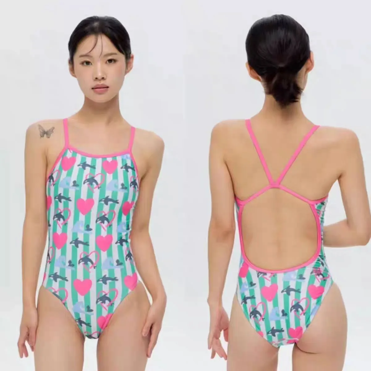 Professional Speed Suit One-Piece Swimsuit Women's Low-Cut Competitive Swimming Costume Hot Spring Slimming White Enhancing