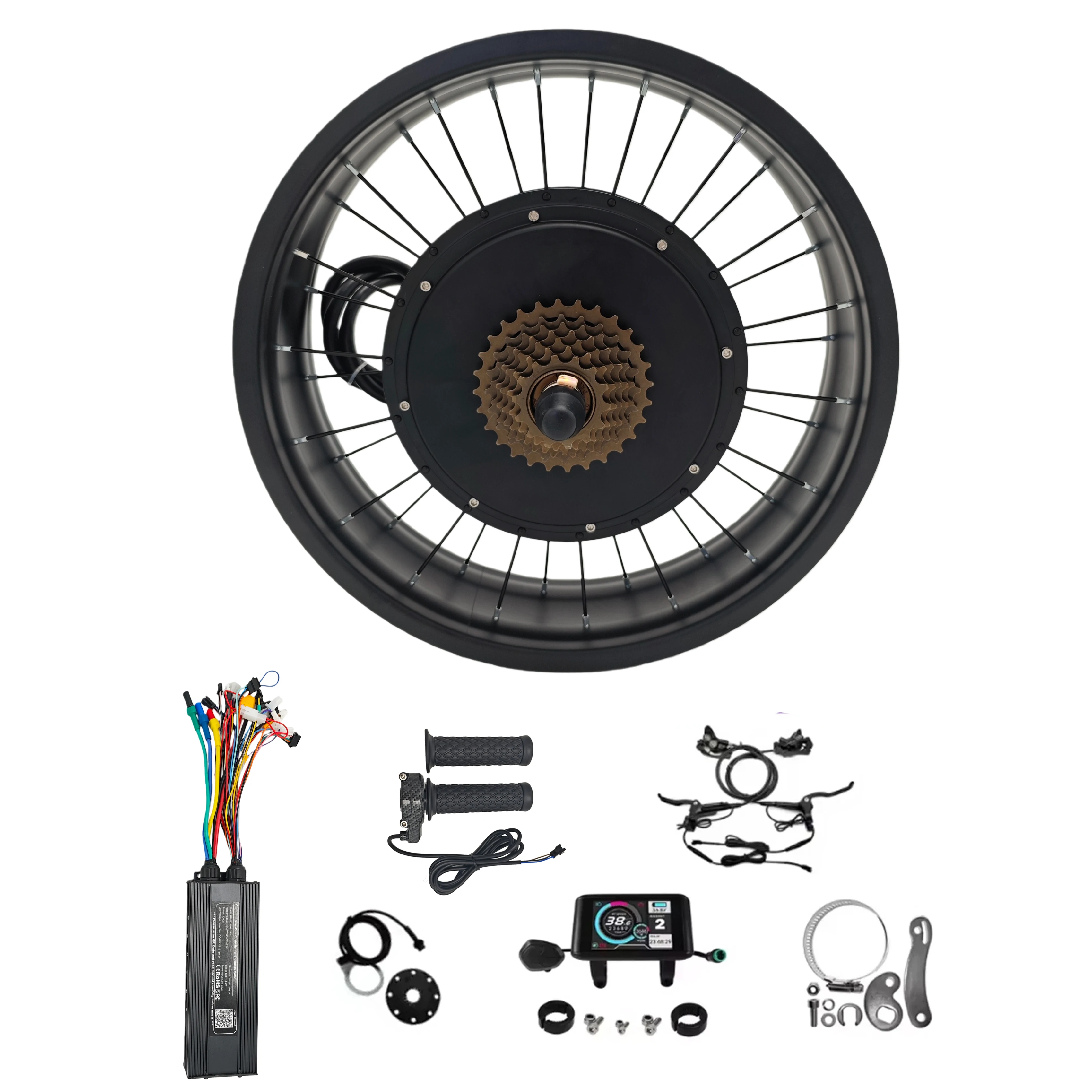 

Ebike 48V-72V 3000W 20/24/26x4.0" Fat Wheel Conversion Kits with 7-speed Freewheel dropout 175mm 190mm