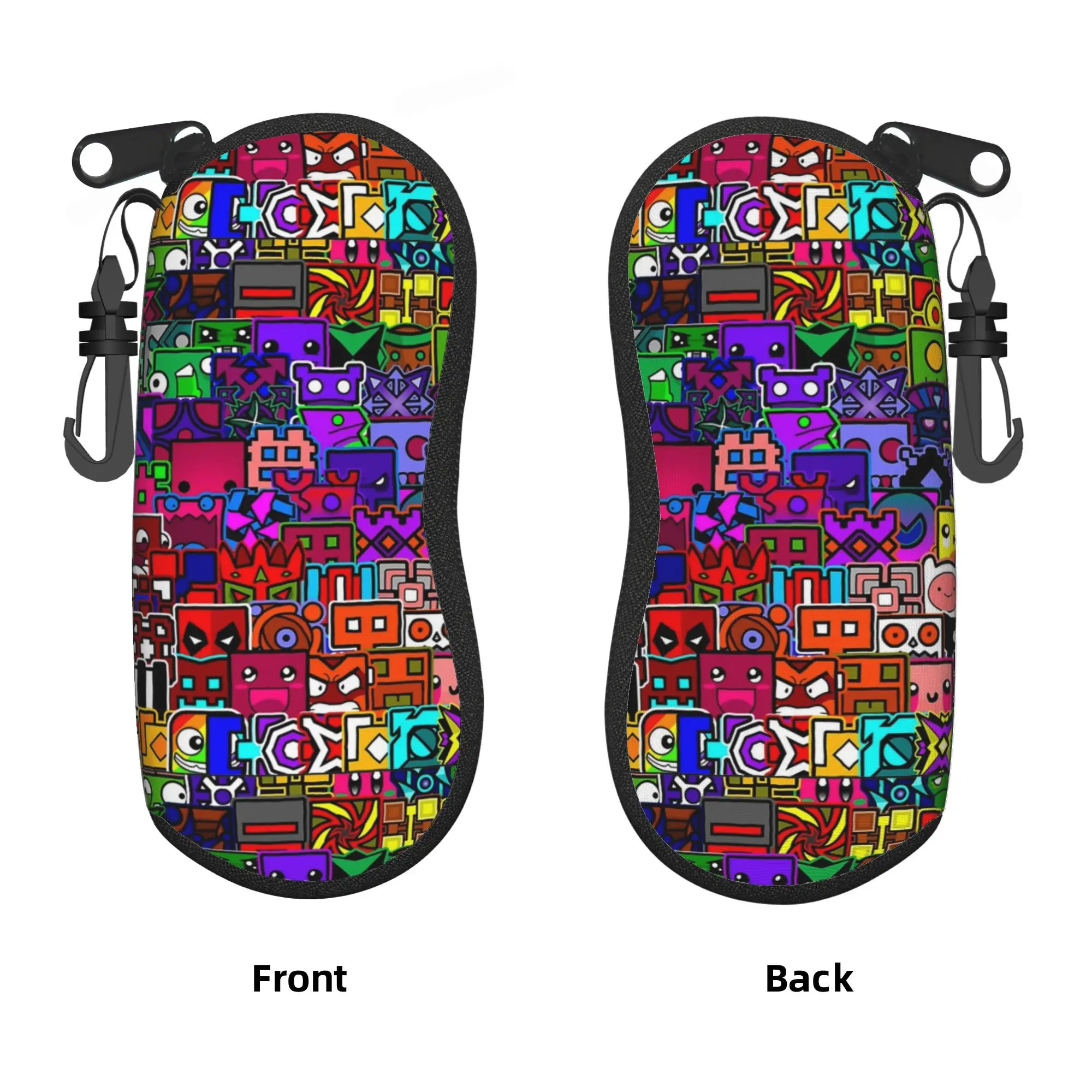 Geometry Dash  1) Glasses Case Cover Men Women  Sunglasses Pouch Trend Print Eyewear Organizer Convenient Eyeglass Cases Cover