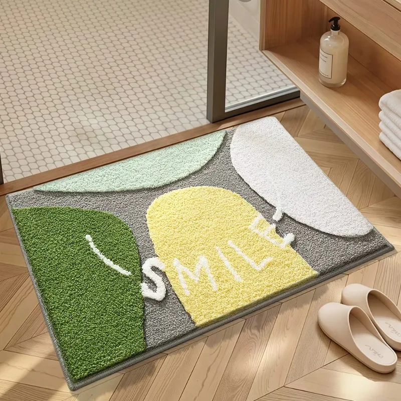 Modern Minimalist Circular Rug, Anti-slip Floor Mat for Bathroom Entry Decor