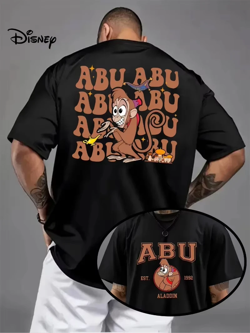 Camiseta oficial de Disney con retrato de Aladdin Abu, camiseta informal de verano a la moda para hombre, camiseta holgada de manga corta para deportes al aire libre para mujer