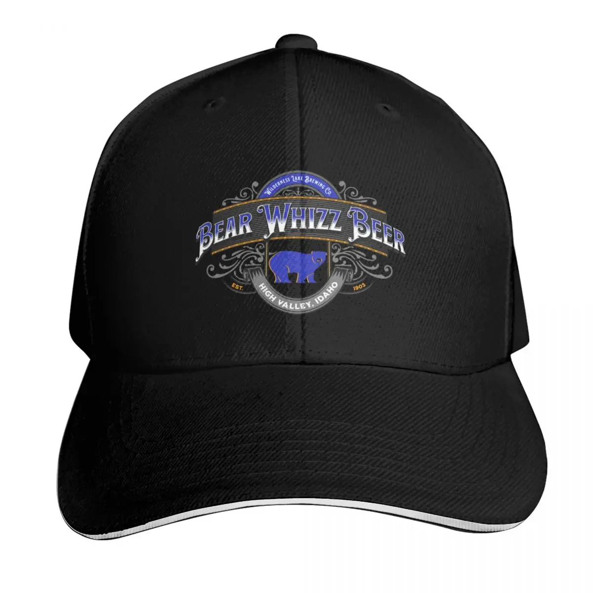High Valley Brewing Bear Whizz Beer T-Shirt Baseball Cap Snapback Flat Bill Strapback Dad Hat Six Panel Structured Crown