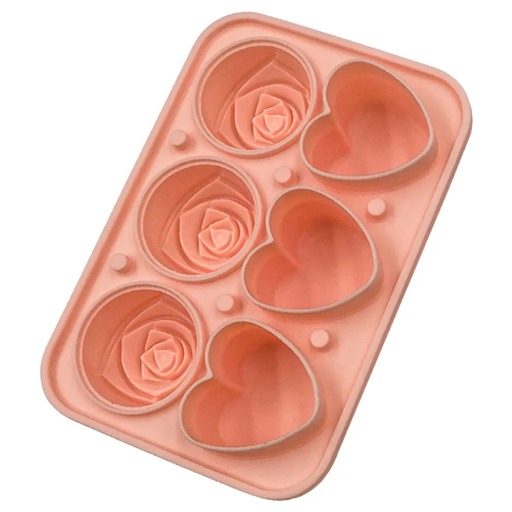 

Heart Shaped Ice Cube Tray Silicone Molds Pink Flower Lattice Mold Large Size Rose Ice Molds Cocktails Baby Food Chocolate Cake
