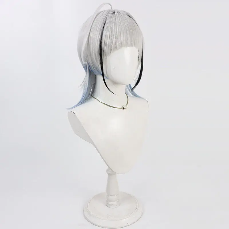 Kuki Masamune Cosplay Wig Touken Ranbu Gray Blue Short Heat Resistant Synthetic Hair Halloween Party Role Play Carnival Wig Cap view 3