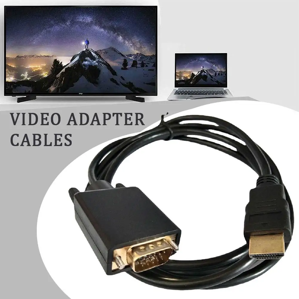 180cm/300cm HD to VGA Adapter Cable 1080p Computer Video Cable HD to VGA with Chip for Laptop Monitor Projector