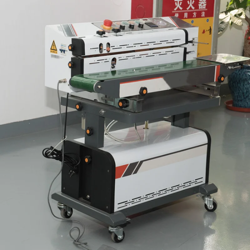 

Automatic Nitrogen Gas Flush Vacuum Continuous Band Sealer With Inkjet Printer Date Coding Machine