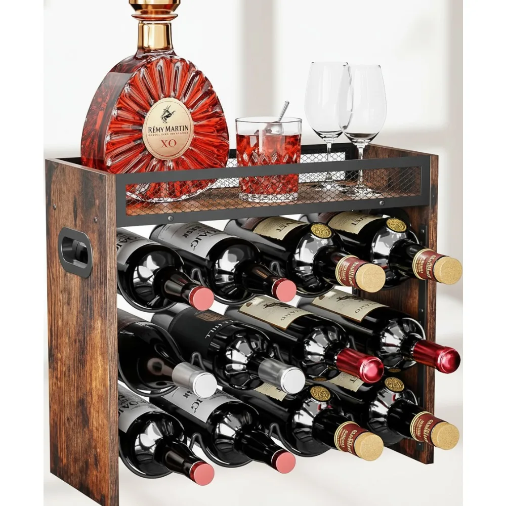 

3-х уровневая деревянная винная полка вмещает 12 бутылок, компактное хранилище для дома, кухни, бара, ресторана