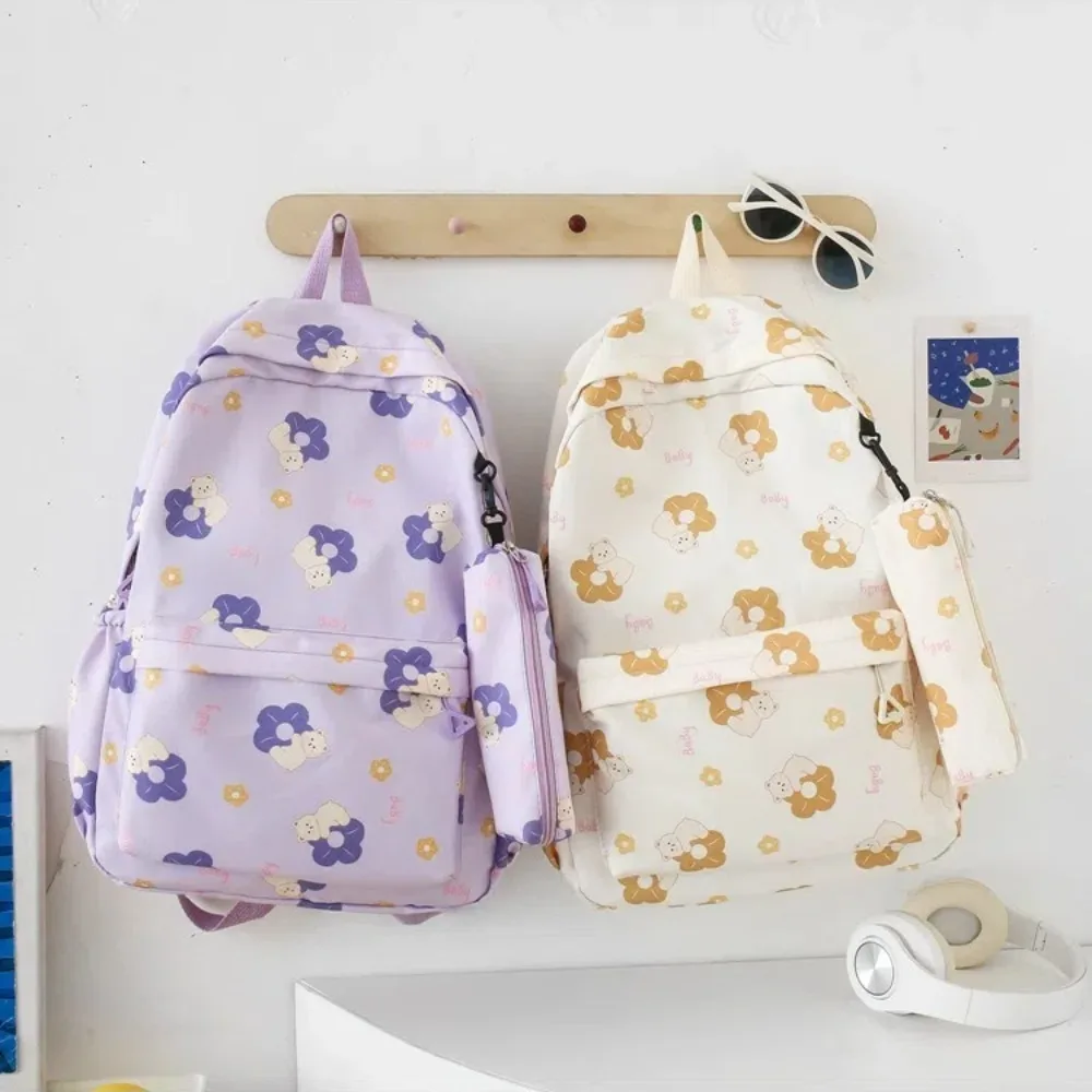 

New Flower Printed Women's Backpack Nylon Large Capacity Shoulder Bag Waterproof Students Backpack Outdoor