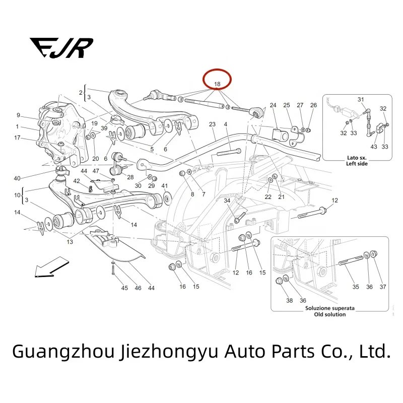 Suitable for Maserati GranCabrio GranTurismo Quattroporte control arm rod end link rear ball OEM: 276636