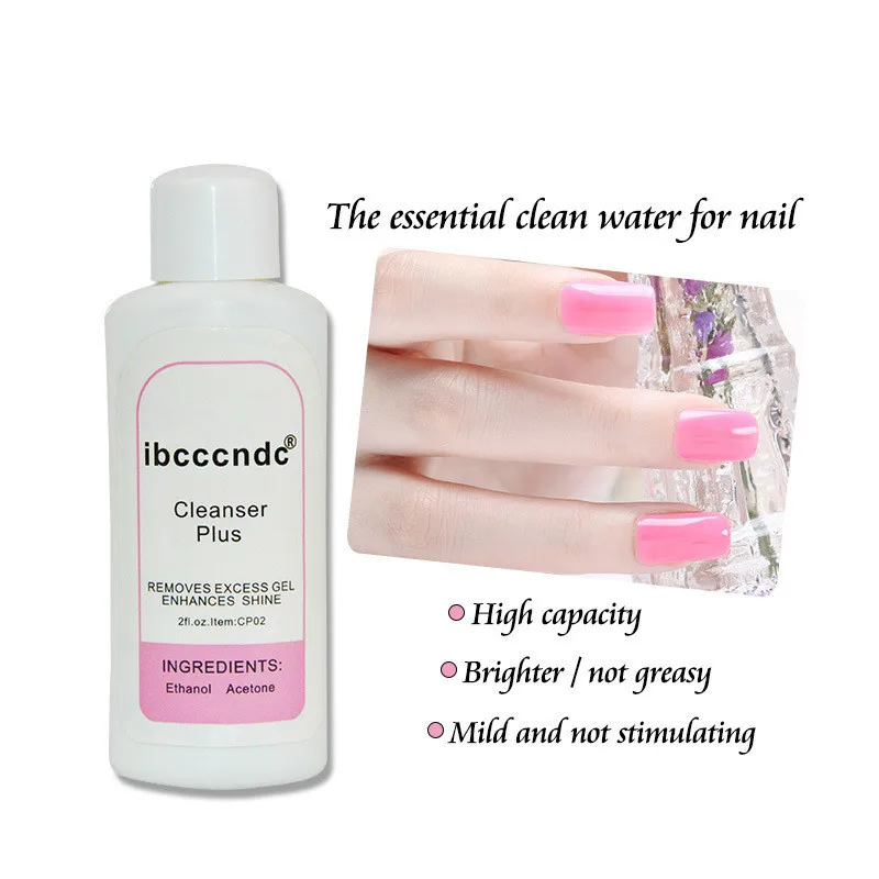 Cleanser Plus Desengordurante Superfície Líquida para Unhas, Camada Pegajosa, Resíduo Gel Polonês, Removedor de Excesso, Nail Art, Acrílico Clean, 60ml