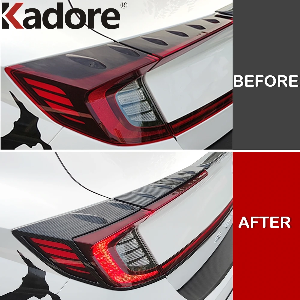 Rear Tail Light Lamp Cover Trim For Hyundai Sonata 2020 2021 2022 2023 Carbon Fiber Car Taillight Molding Trims Accessories