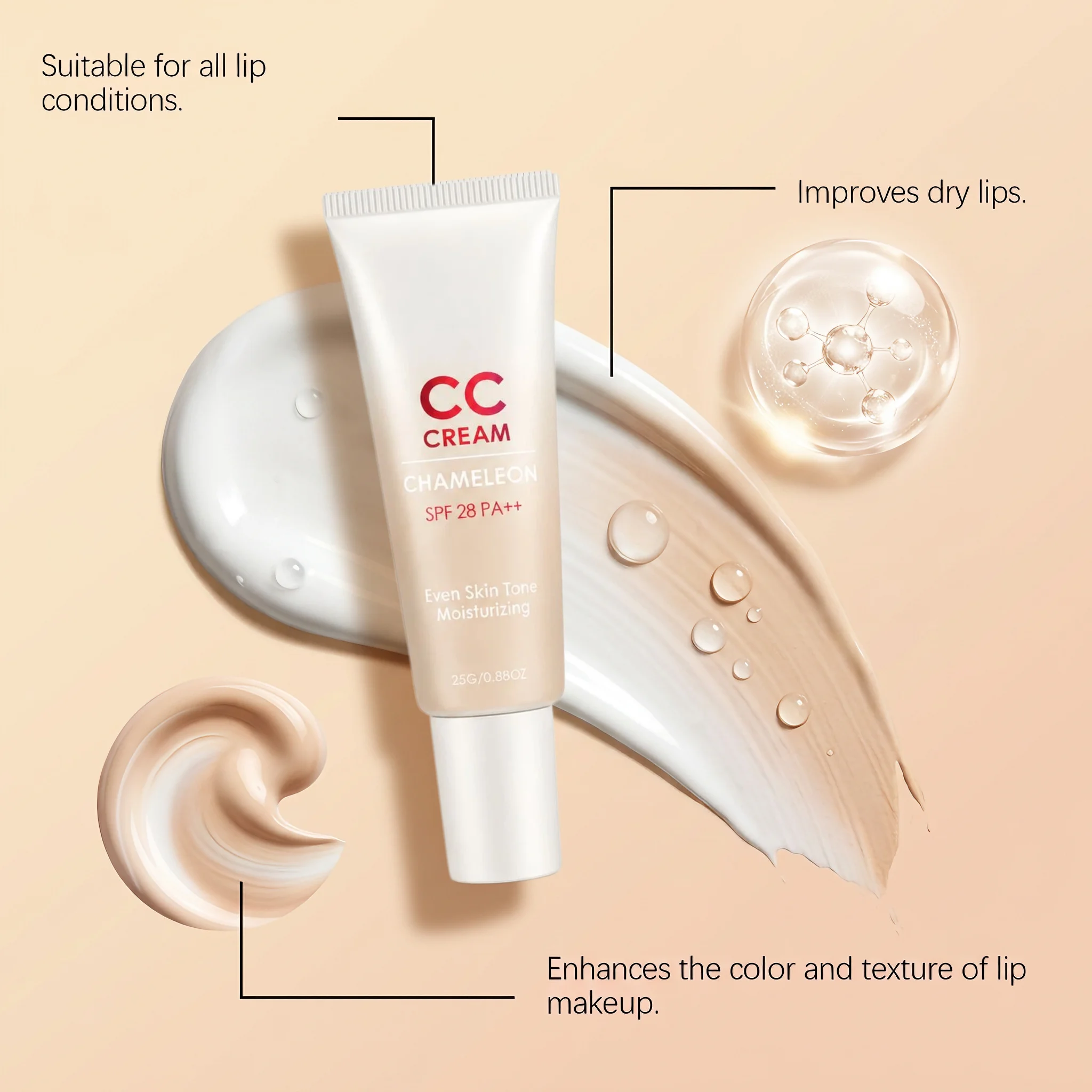 Moisturizing CC Cream Long Last Oil Control Waterproof Brighten Invisible Pore Balanced Complexion Redness Coverage Quick Makeup