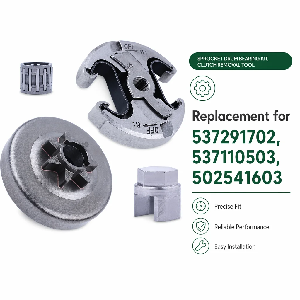 325 7T Sprocket Drum Bearing Kit + Clutch Removal Tool For Husqvarna 455 460 Rancher Chainsaw Repair Parts Replaces 537291702