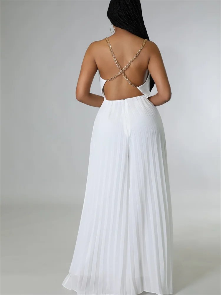 Wmstar Summer Jumpsuits Women Backless sleeveless high temperature set pleated solid color wide leg Wholesale Dropshipping 2024