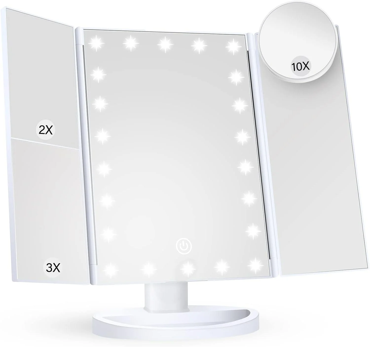 Makeup Mirror Vanity Mirror with Lights 2X 3X 10X Magnification Lighted Makeup Mirror Touch Control Trifold Makeup Mirror women