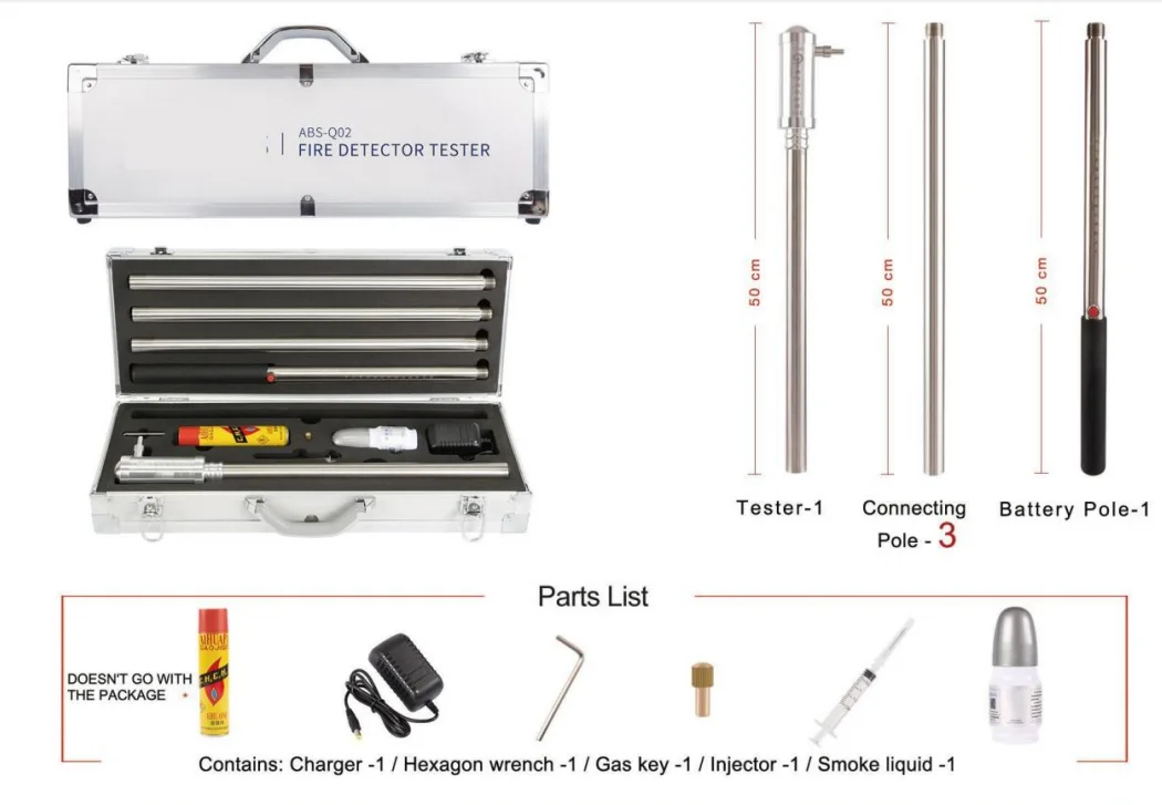 ABS-Q02 4-in-1 ควันและความร้อน & เปลวไฟ & เครื่องตรวจจับก๊าซเครื่องมือทดสอบ Multi-Function Fire Alarm Detector Tester