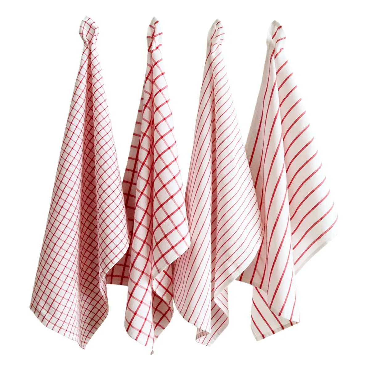 Red Cotton Kitchen Dish Cloth Set 4Pack 20x28Inch Thickened Absorbent Towels Fabric Wipes For Home Kitchen Table Cleaning Tool