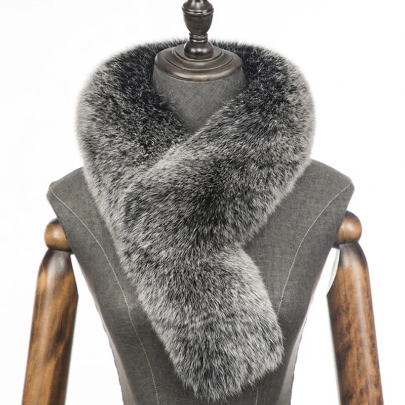 Fur Collar Women Winter Real Fox Fur Collar Neck Warmer Scarves Female Furry Fur Collar For Winter Coat Thick Fur Scarves Shawl