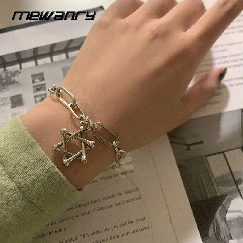 Mewanry Silver Color Star Bracelets For Women Couples Vintage Hip Hop Minimalist Creative Personality Wedding Bride Jewelry Gift