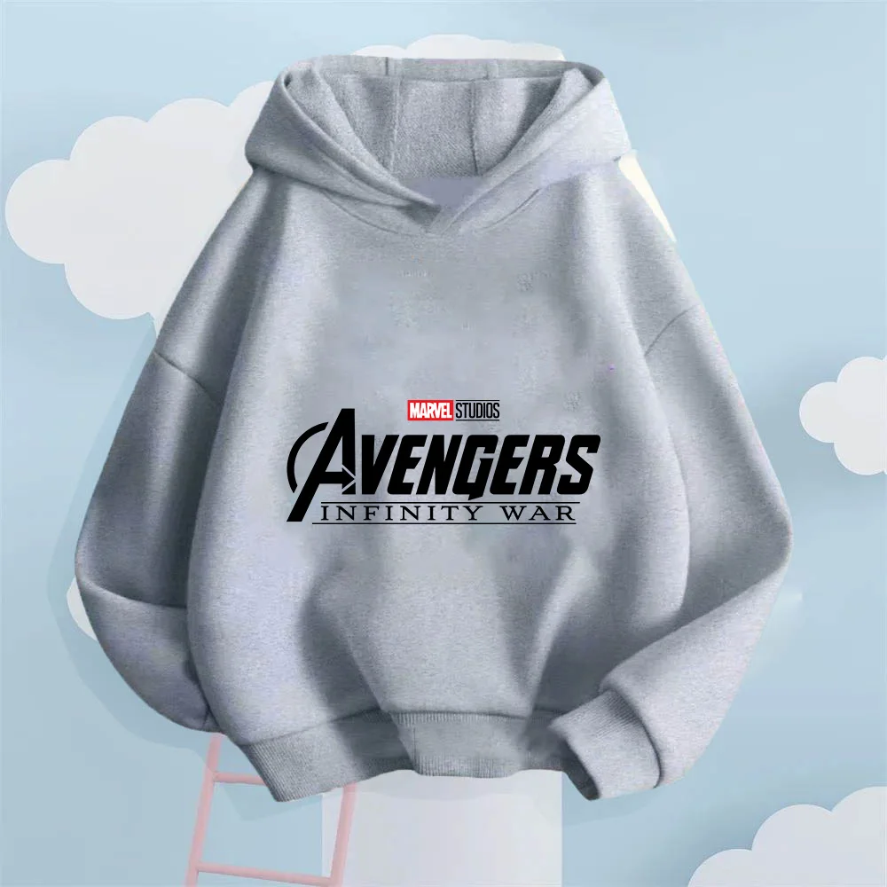 Bluza dziecięca z nadrukiem kreskówkowym Avengers Marvel, wygodna, dla chłopców i dziewcząt, jesienno-zimowa, luźna, prosta bluzka codzienna.