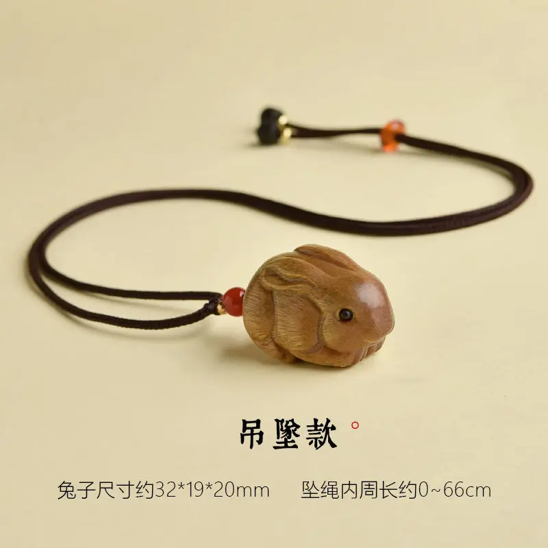 Green Sandalwood Chinese Zodiac Rabbit Pendant For Men Women 2026 Zodiac Year Gift Suitable For Necklace Car Keychain Phone Chai view 4