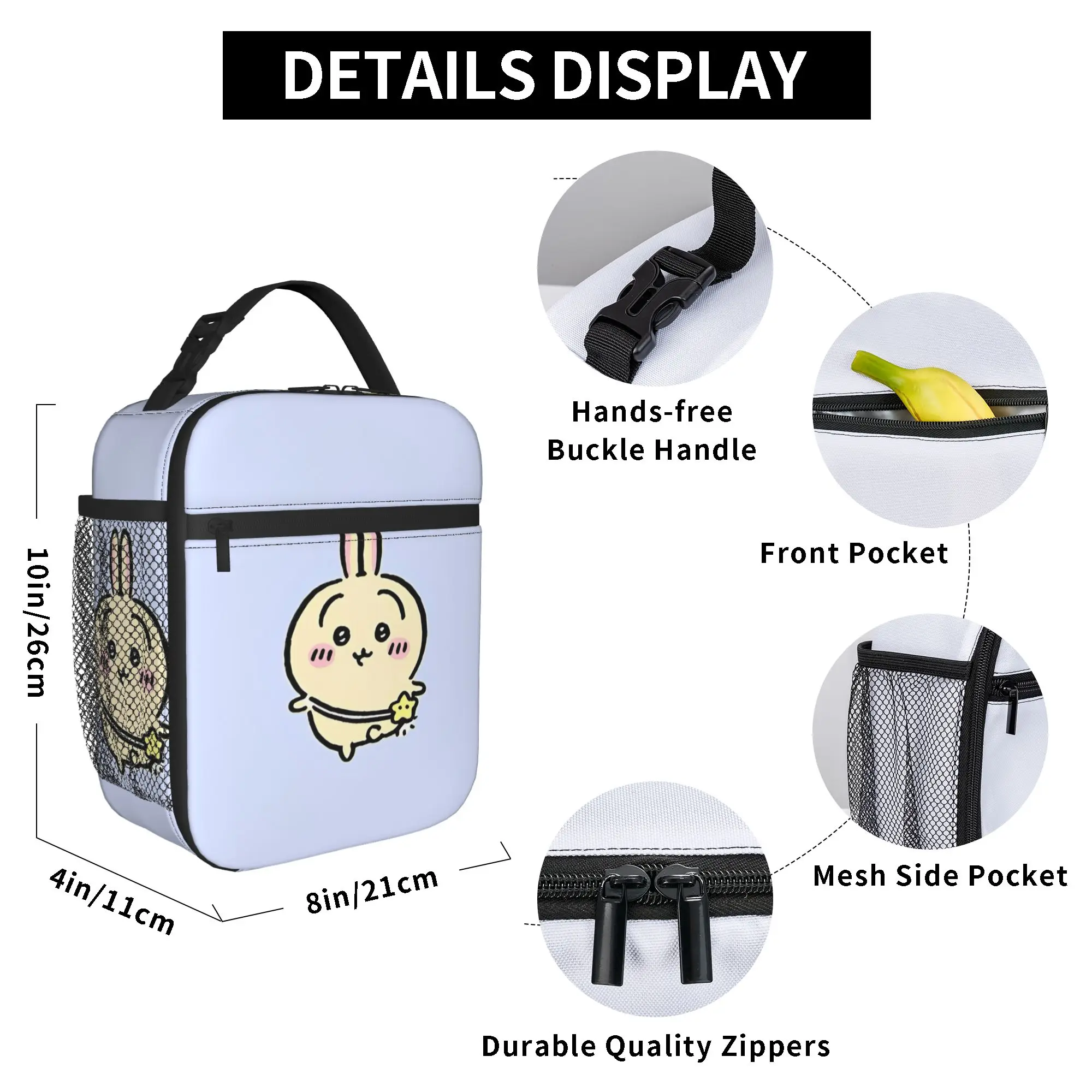 Kawaii Chiikawas Insulated Lunch Bag Cooler Bag Reusable,Meal Container Cute Cartoon Portable Tote Lunch Box Food Handbags view 6
