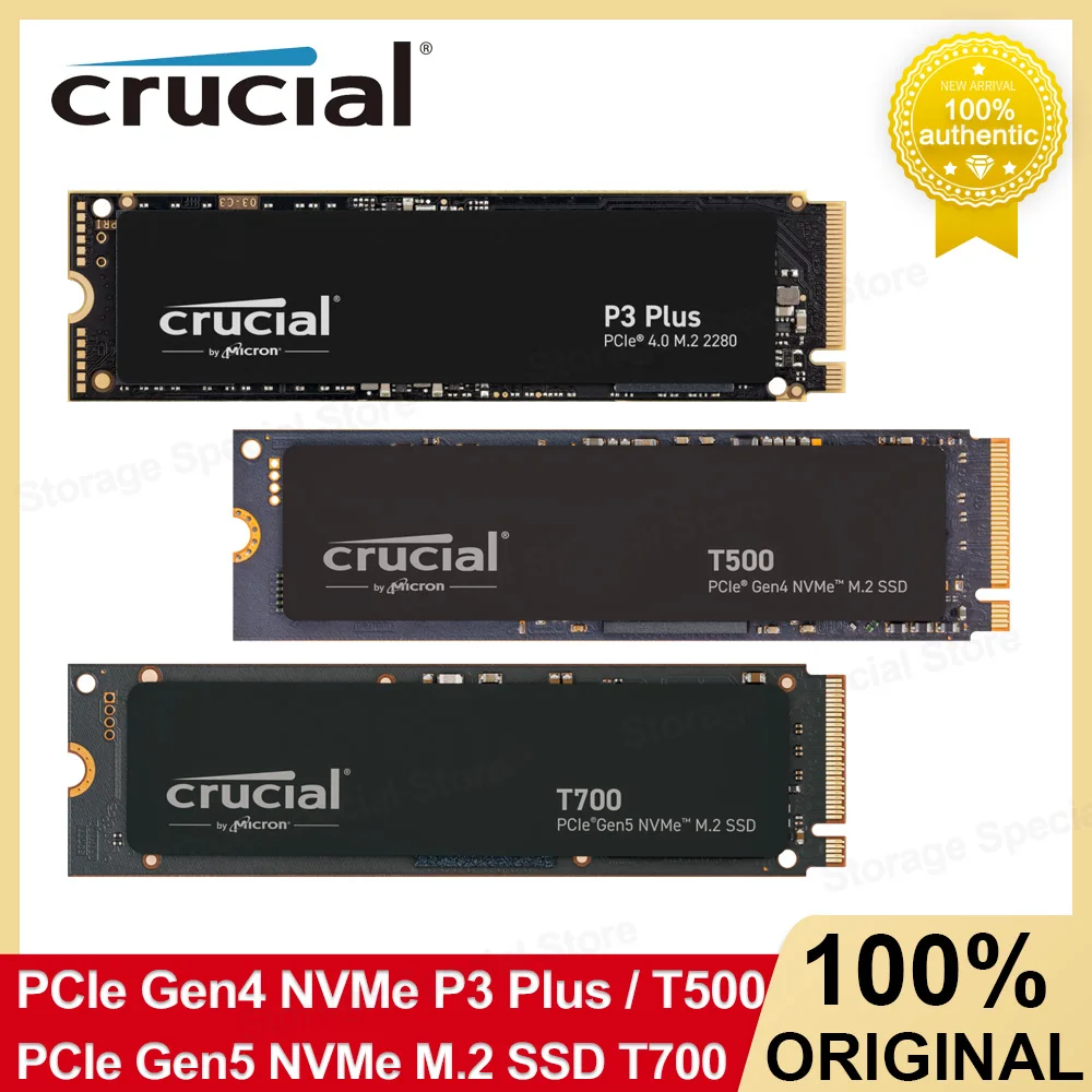 Crucial SSD PCIe Gen4 P3 Plus T500 Gen5 T700 NVMe M.2 2280 SSD 500GB 1TB 2TB 4TB Internal Solid State Drive For Laptop Hard Disk