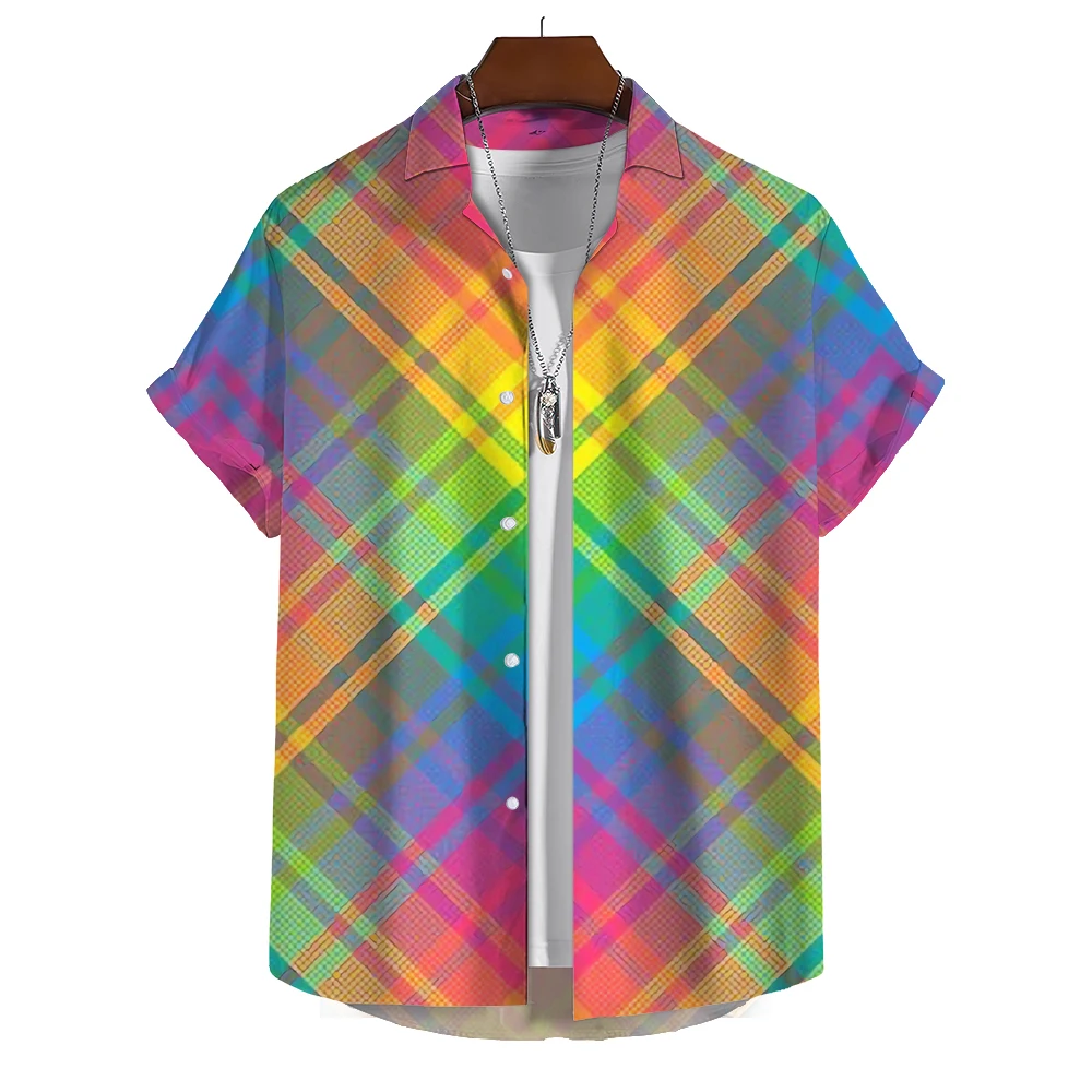 Hawaiiaans Shirt Heren Korte Mouwen Zomer Strand Stijl Shirt Casual En Comfortabele Kleding 3d Geprint Regenboog Patroon Kleding