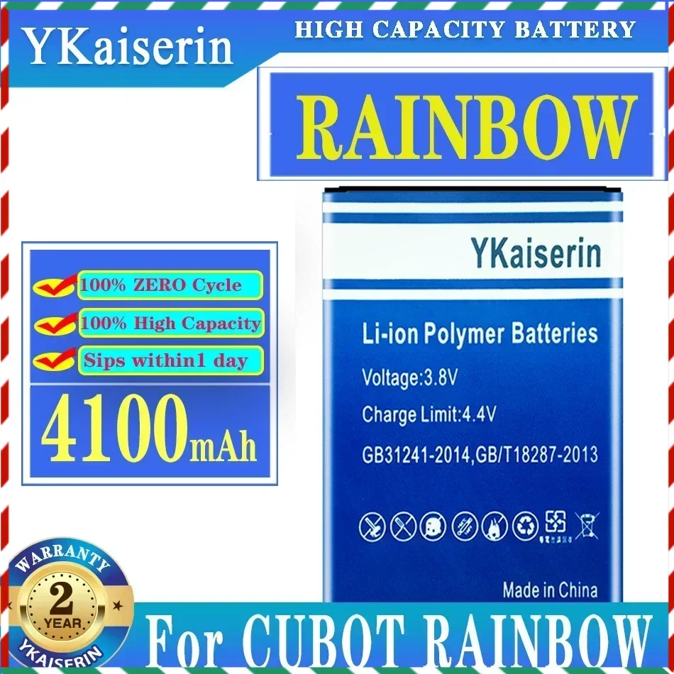 

Запасной аккумулятор ykaisсеребрин для CUBOT RAINBOW 4100 мАч, новые батареи + трек №