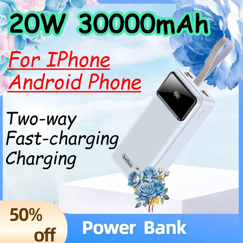 

(CCC)20W 30000mAh Power Bank с быстрой зарядкой для iPhone и Android-смартфонов, портативный, большой емкости, с двусторонней быстрой зарядкой