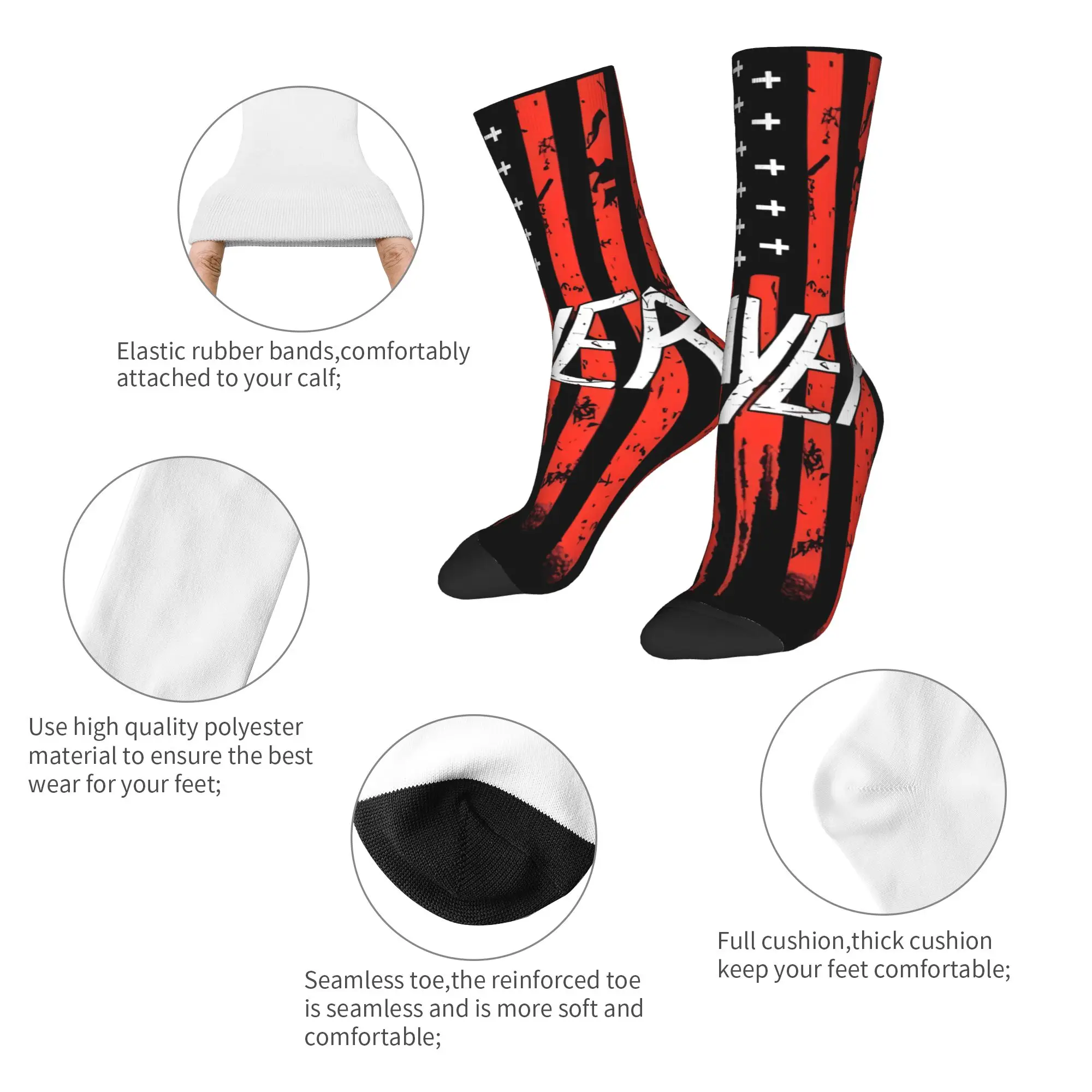 Custom Red Logo Heavy Metal Rock S-Slayeres Mens Crew Socks Unisex Funny  Spring Summer Autumn Winter Dress Socks