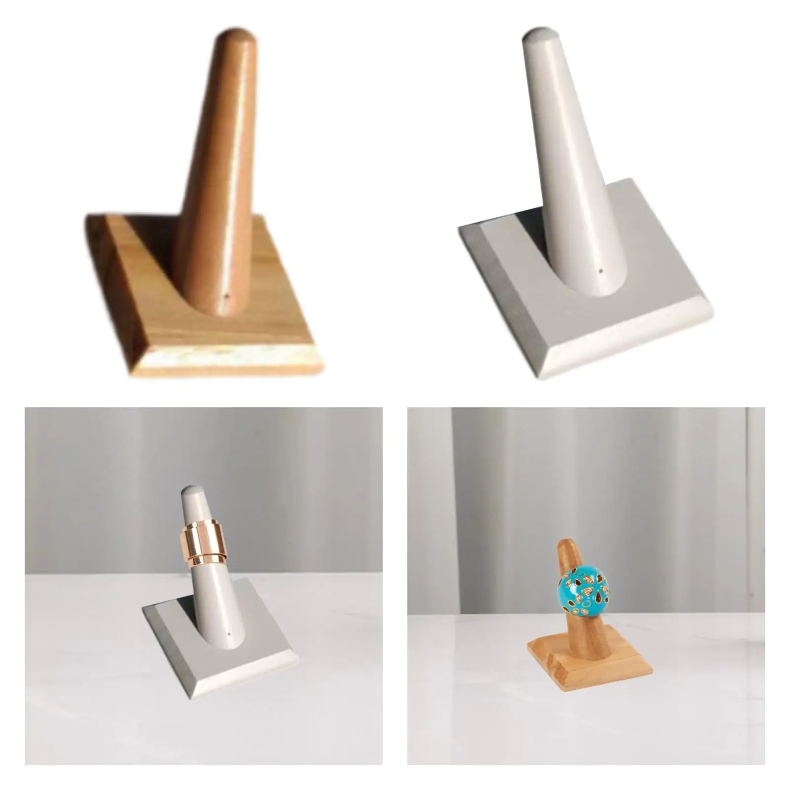 

Single Finger Ring Display Storage Holder Wood Cone Support Jewelry Stand for Selling Personal Use Retail Shows Showcase