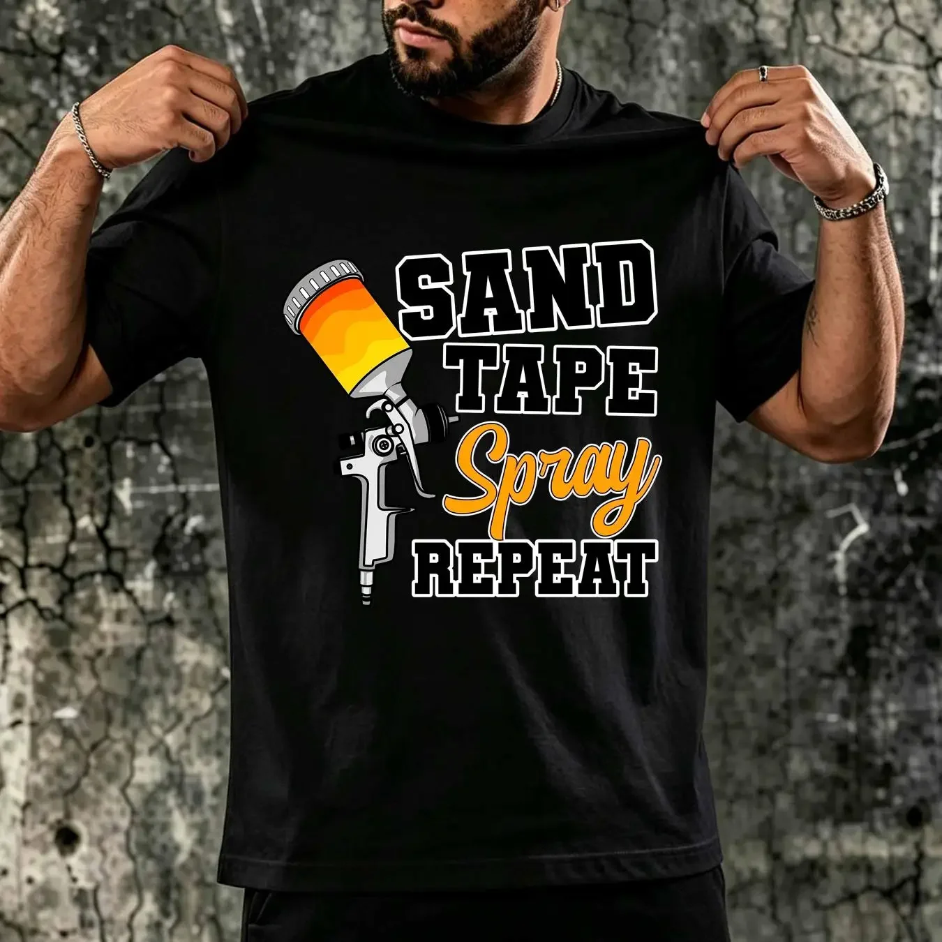 washed T Shirt Sand Tape Spray RepeaT Car Painter Automotive Paint Automobile Vehicle Design Technicians vintage Washed
