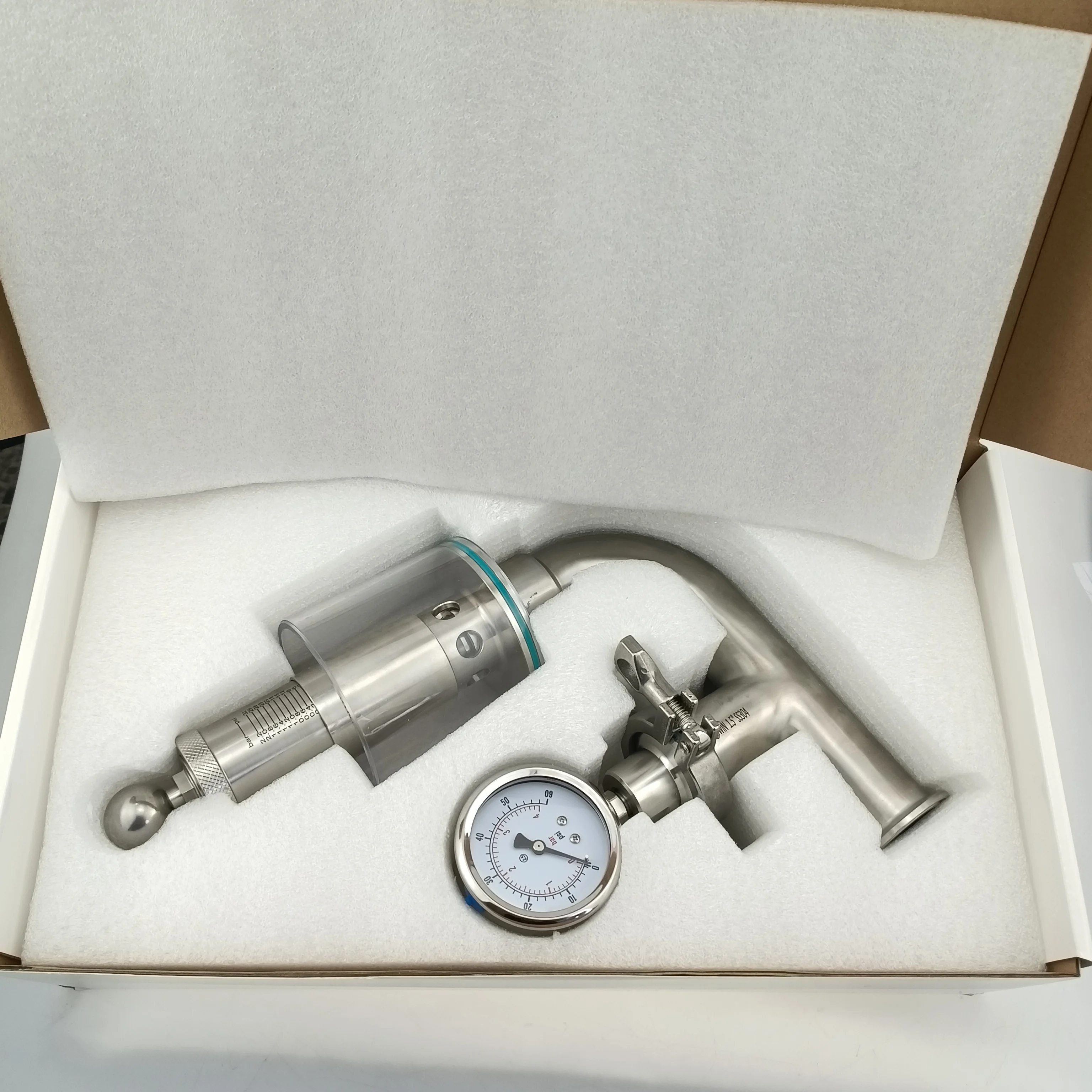 Soupape de surpression de bière sanitaire 1.5 "TC 50.5mm, soupape d'échappement de réservoir de Fermentation avec manomètre pour brassage à domicile