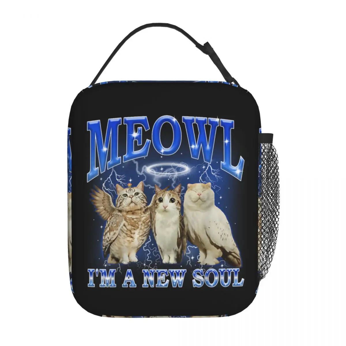 Meowl Cat Owl Meme Insulated Lunch Bag Food Container Portable Cooler Thermal Bento Box For Travel